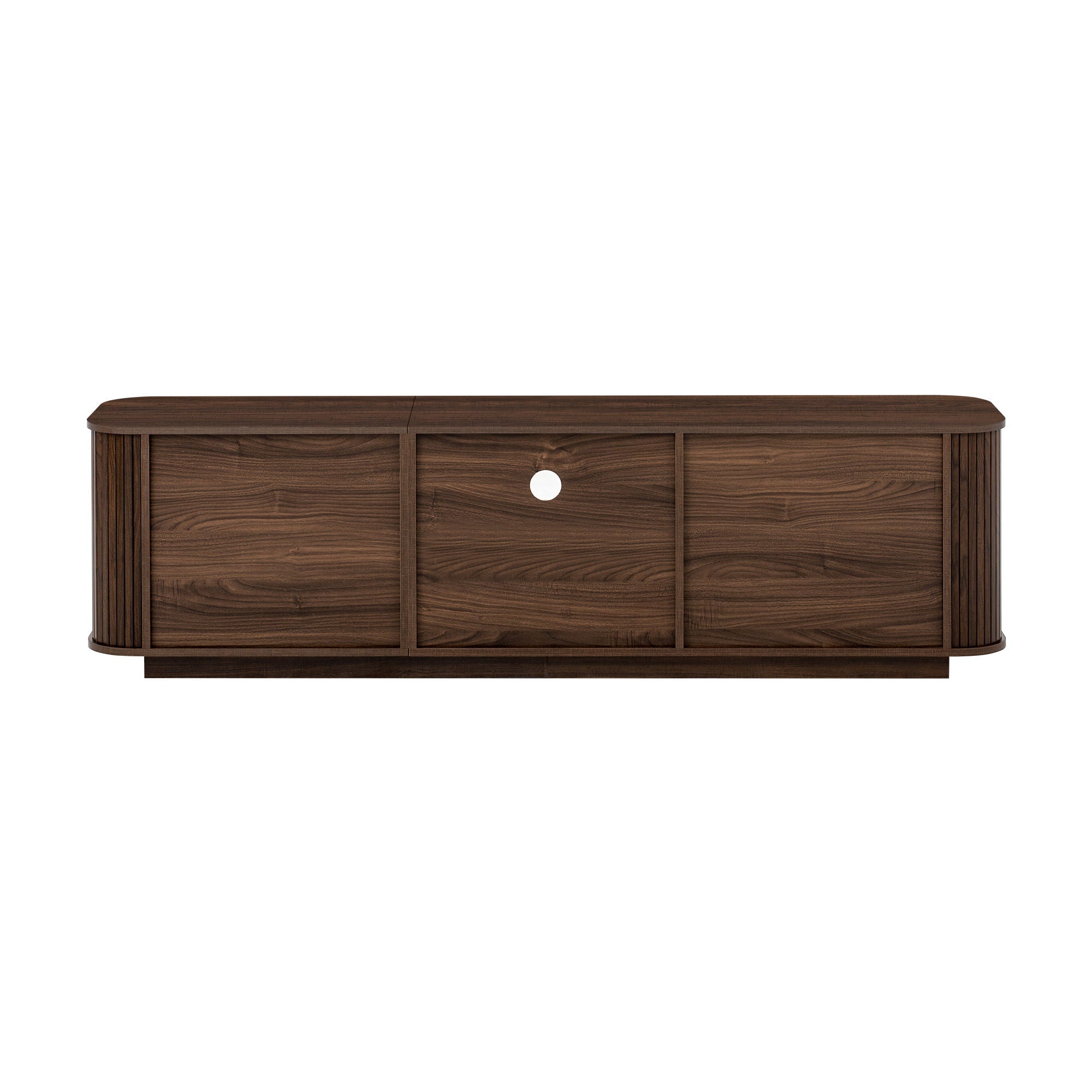 70" TV Stand With Ample Storage, Curved Corners - Dark Brown
