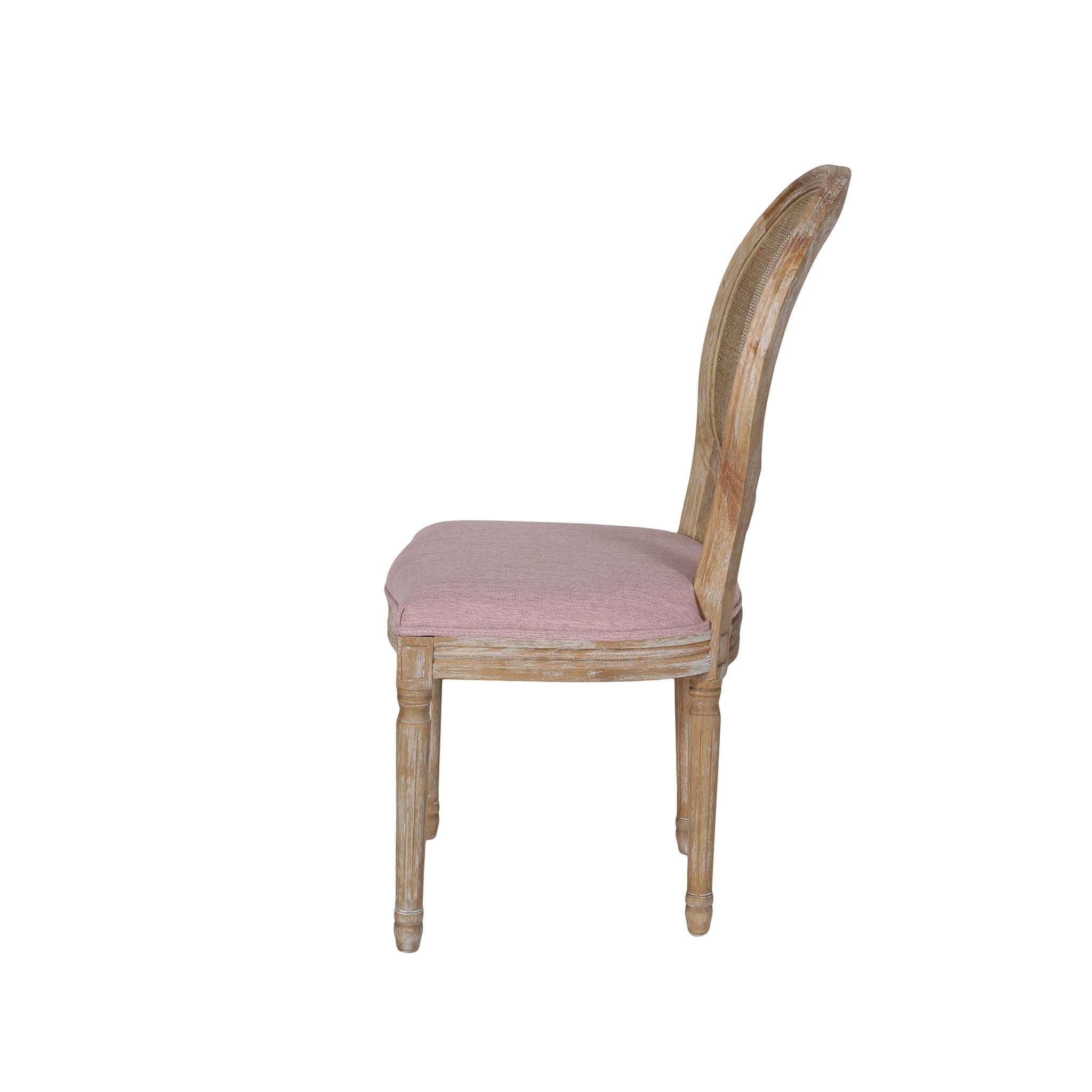 Elegant Dining Chair Set With Cane And Fabric Upholstery