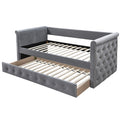 Contemporary Button Tufted Daybed With Slat Trundle