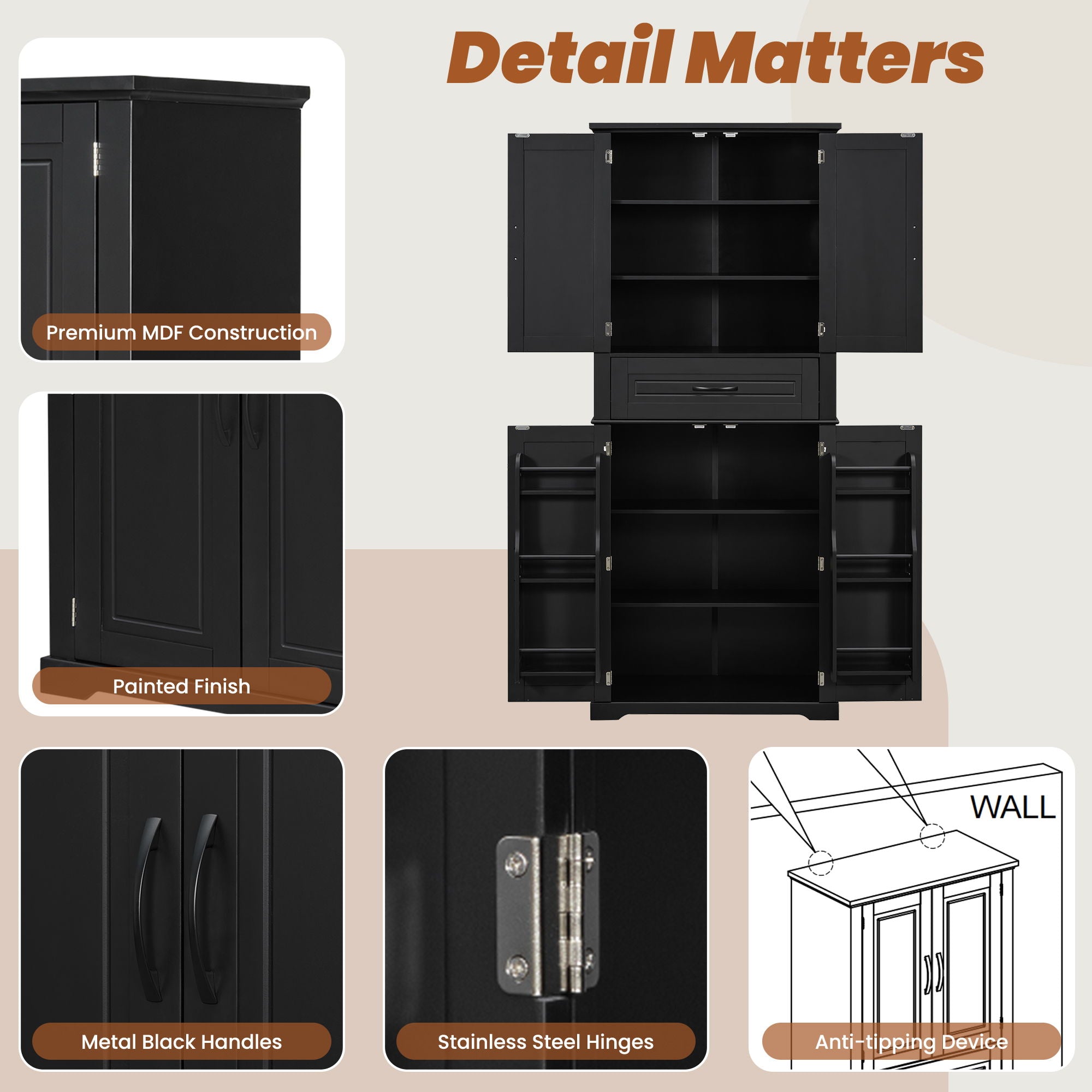 Bathroom Storage Cabinet With Multifunctional Storage Space, Drawer With Slide Rails, Adjustable Shelf