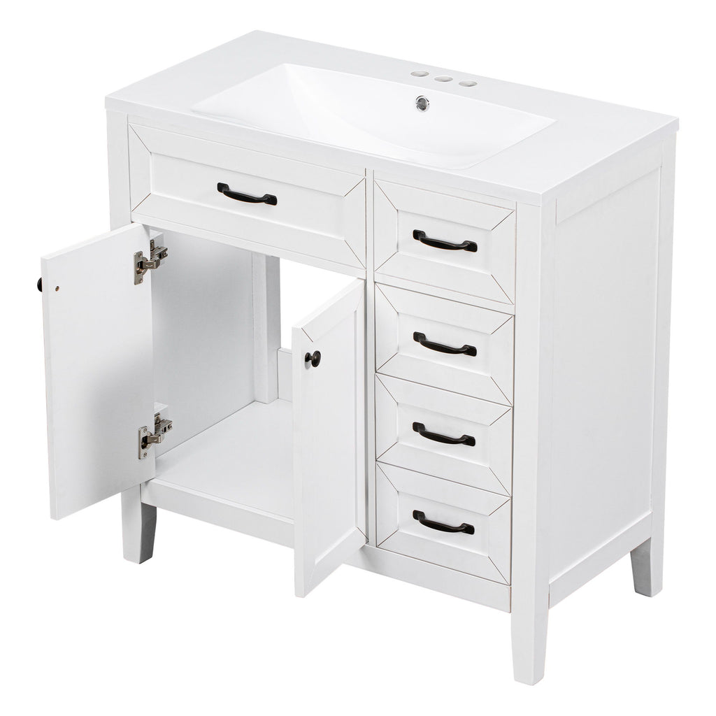 Modern Bathroom Vanity With Sink, Freestanding With Drawers And Doors