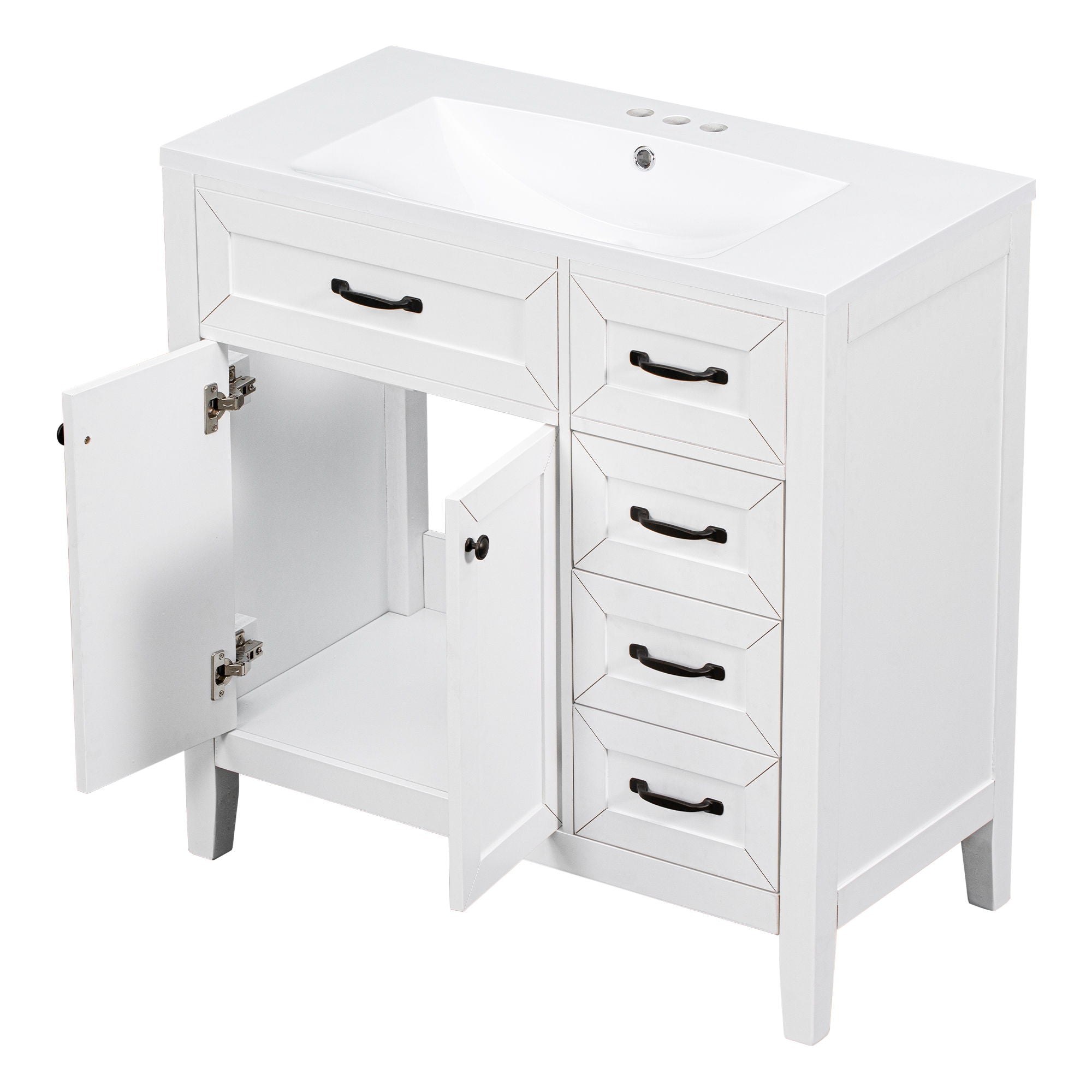 Modern Bathroom Vanity With Sink, Freestanding With Drawers And Doors