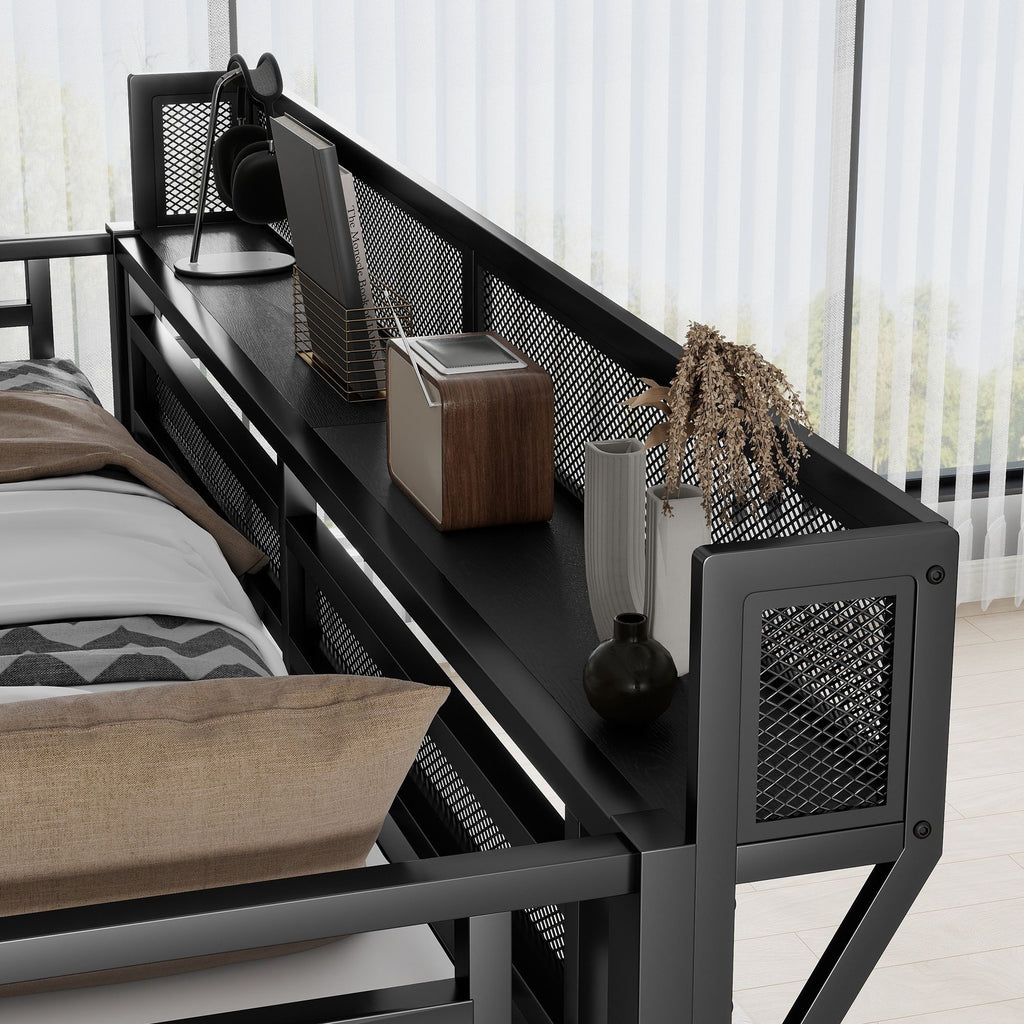Loft Bed With Storage Shelves, Wardrobe