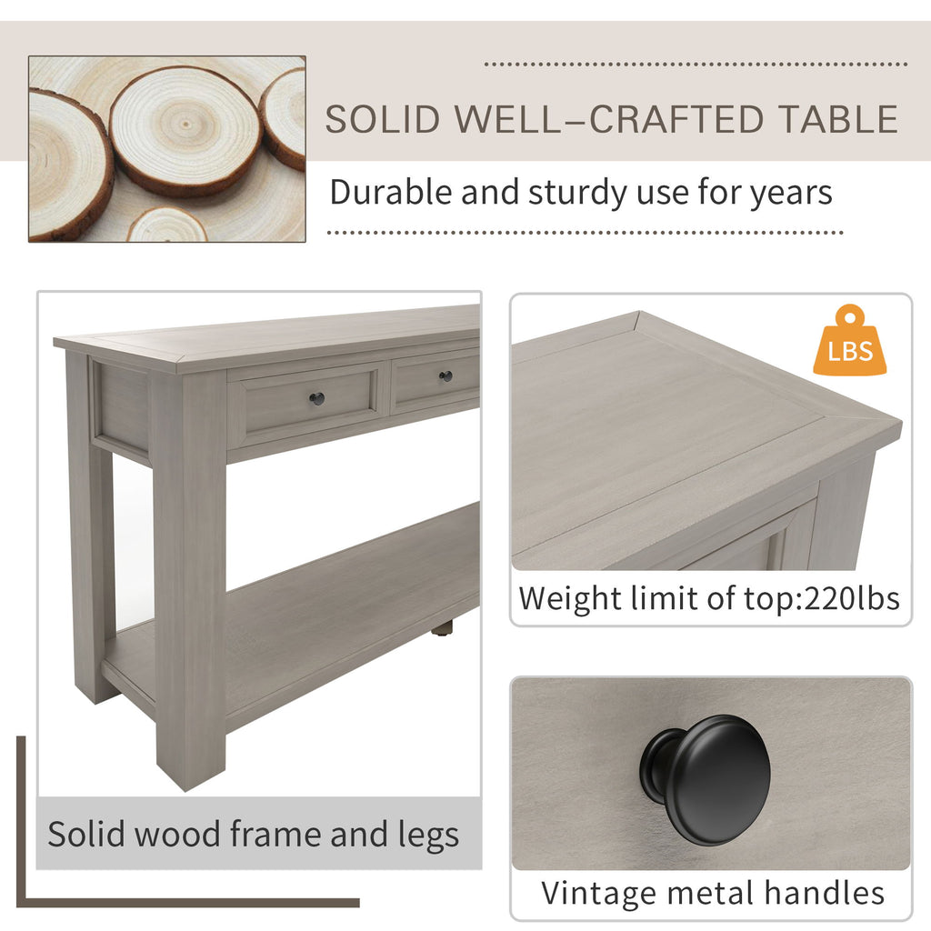 Hearth & Haven Clara - Console Table With Storage Drawers And Bottom Shelf