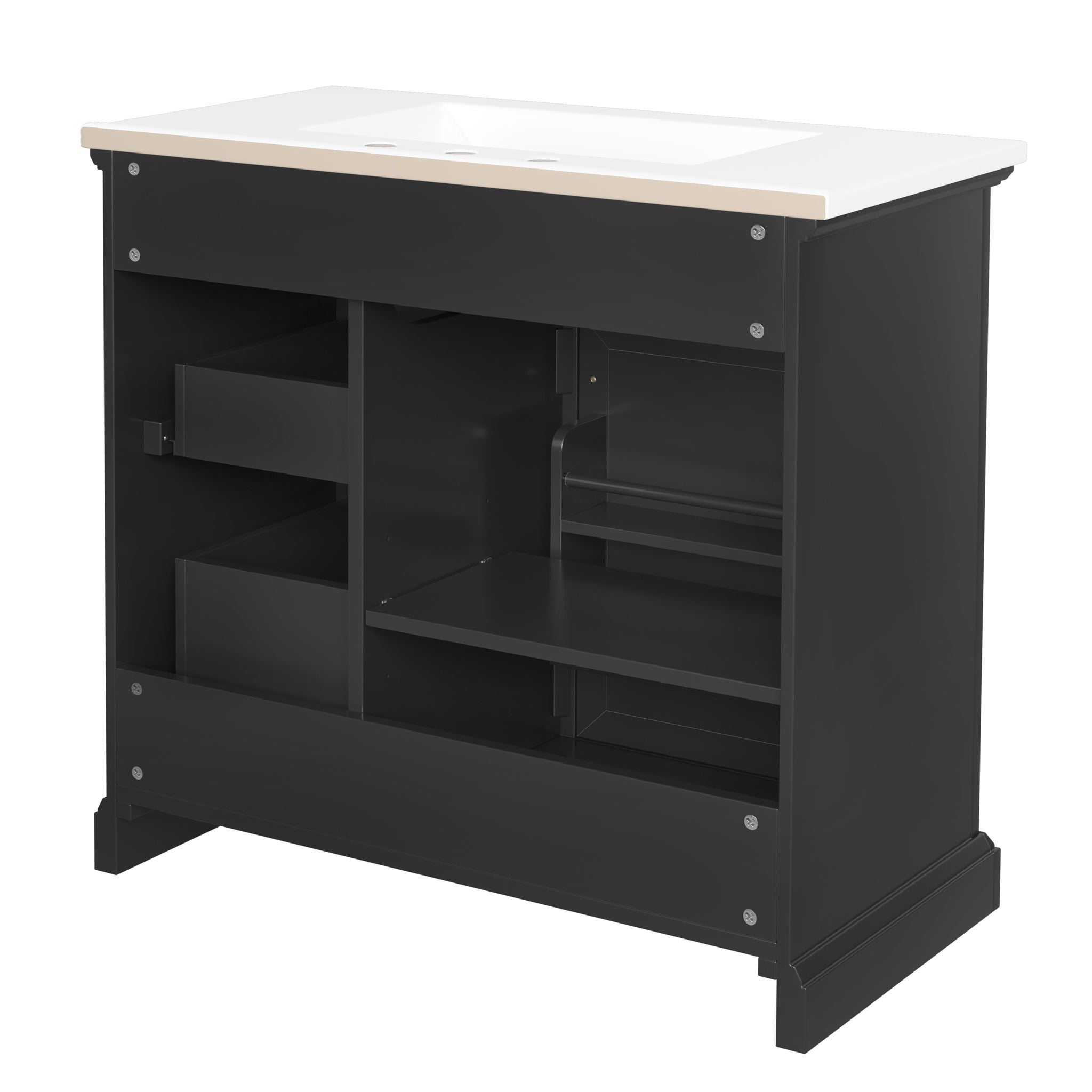 36" Bathroom Vanity With Sink, 2 Tip Out Drawers, Soft Close Hinges