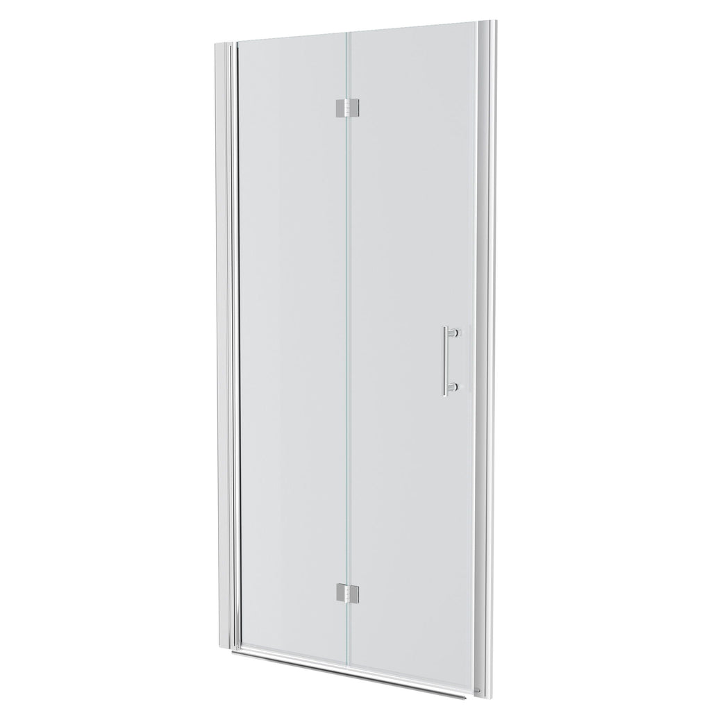 Bi Fold Frameless Shower Door With Tempered Glass,1 / 4" Thickness - Chrome