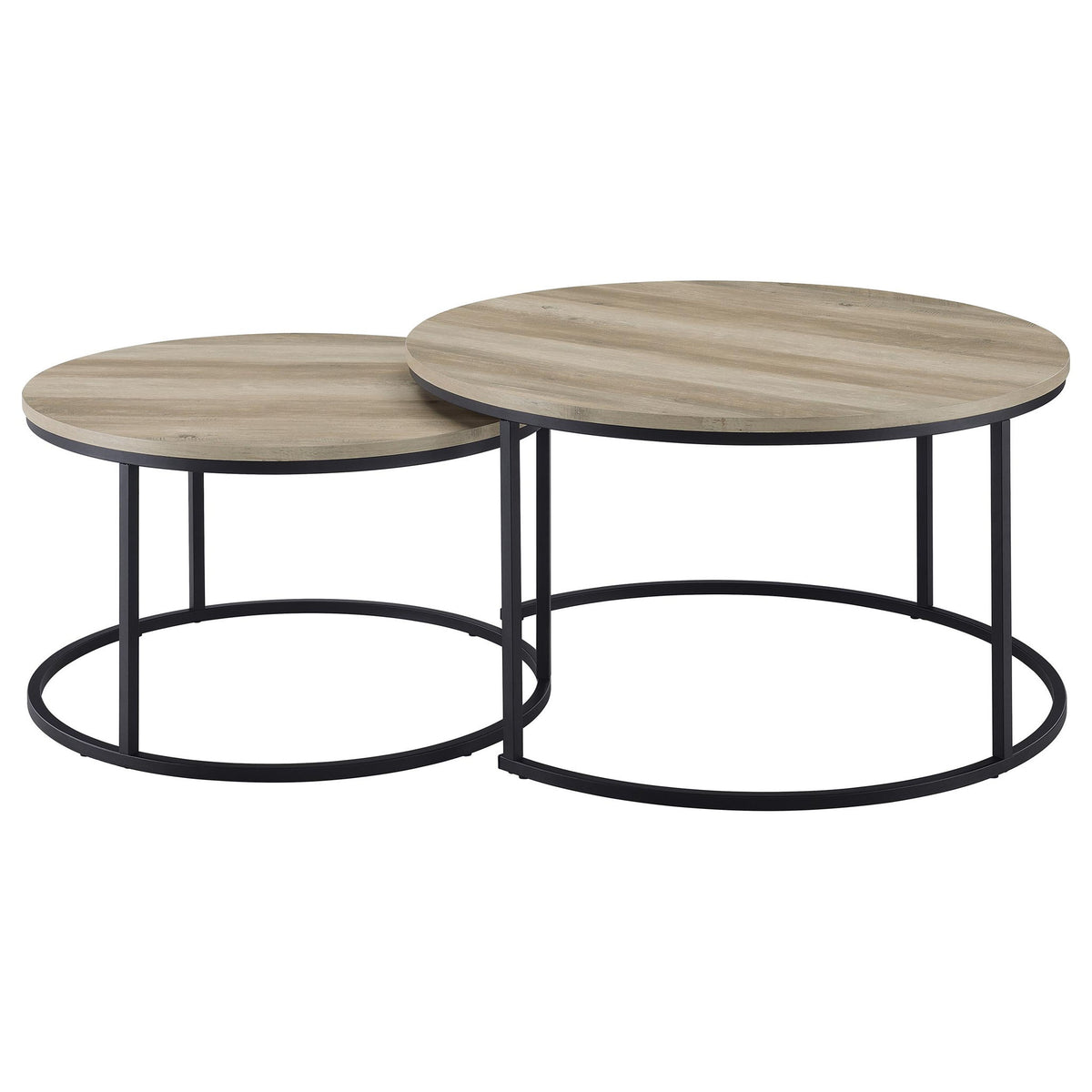 Arrize - 2 Piece Round Nesting Coffee Table Set - Pine Wood