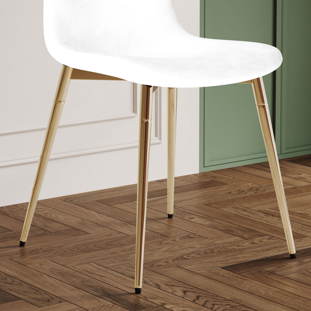 Fabric Dining Chairs, Upholstered Armless Accent Chairs, Classical Appearance And Metal Legs (Set of 4)