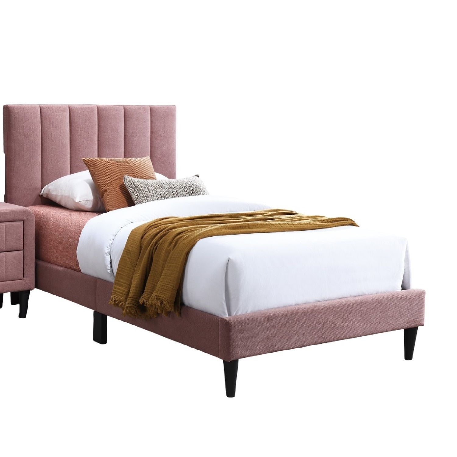Bed With Channel Tufted Adjustable Headboard