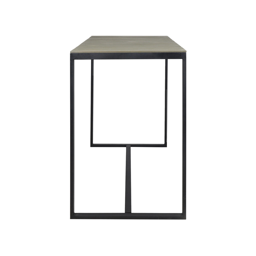 Ernesto - Outdoor Industrial Acacia Wood Bar Table With Metal Frame - Gray / Black