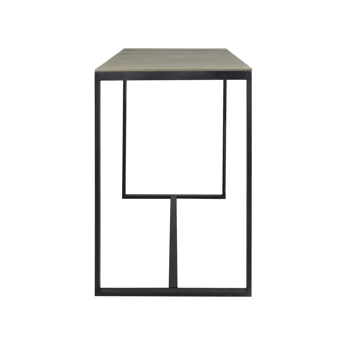 Ernesto - Outdoor Industrial Acacia Wood Bar Table With Metal Frame - Gray / Black