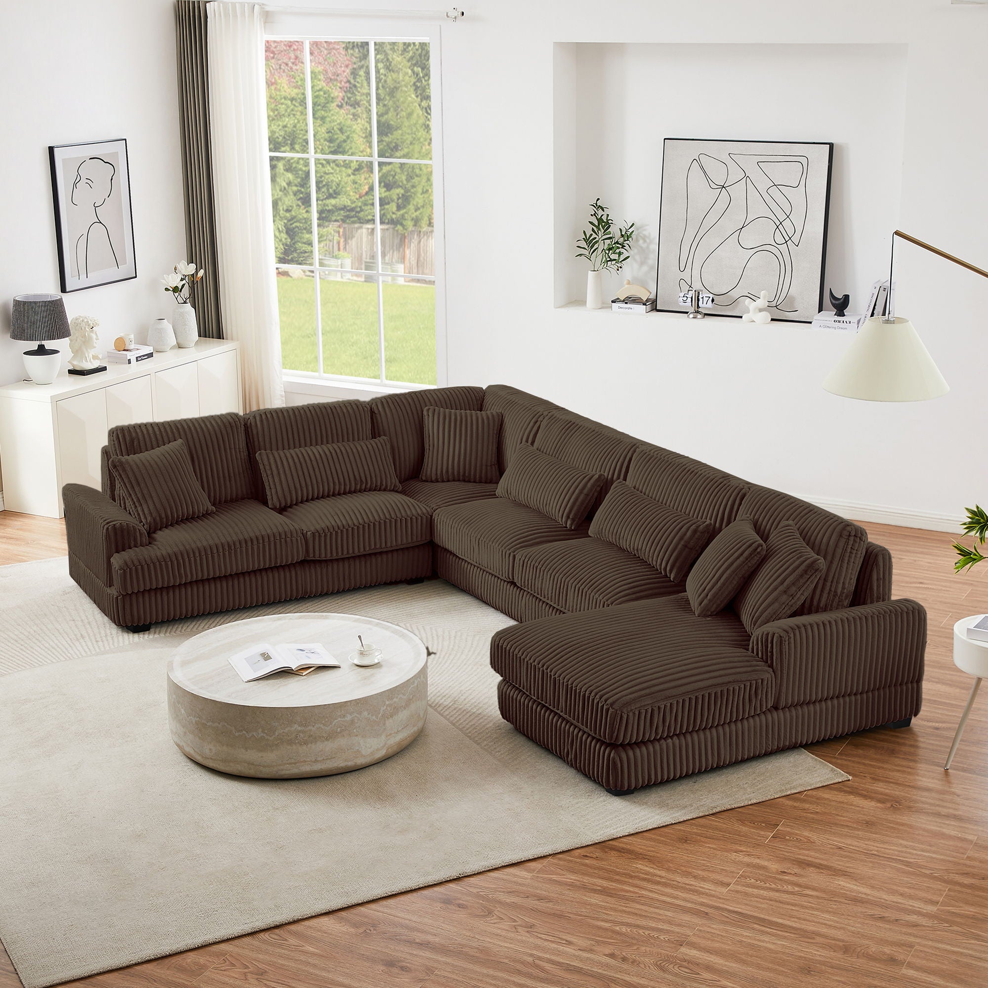 Oversized Sectional Sofa U - Shaped Sofa Couch Modern Sofa Upholstered In Soft With A Chaise Lounge For Living Room