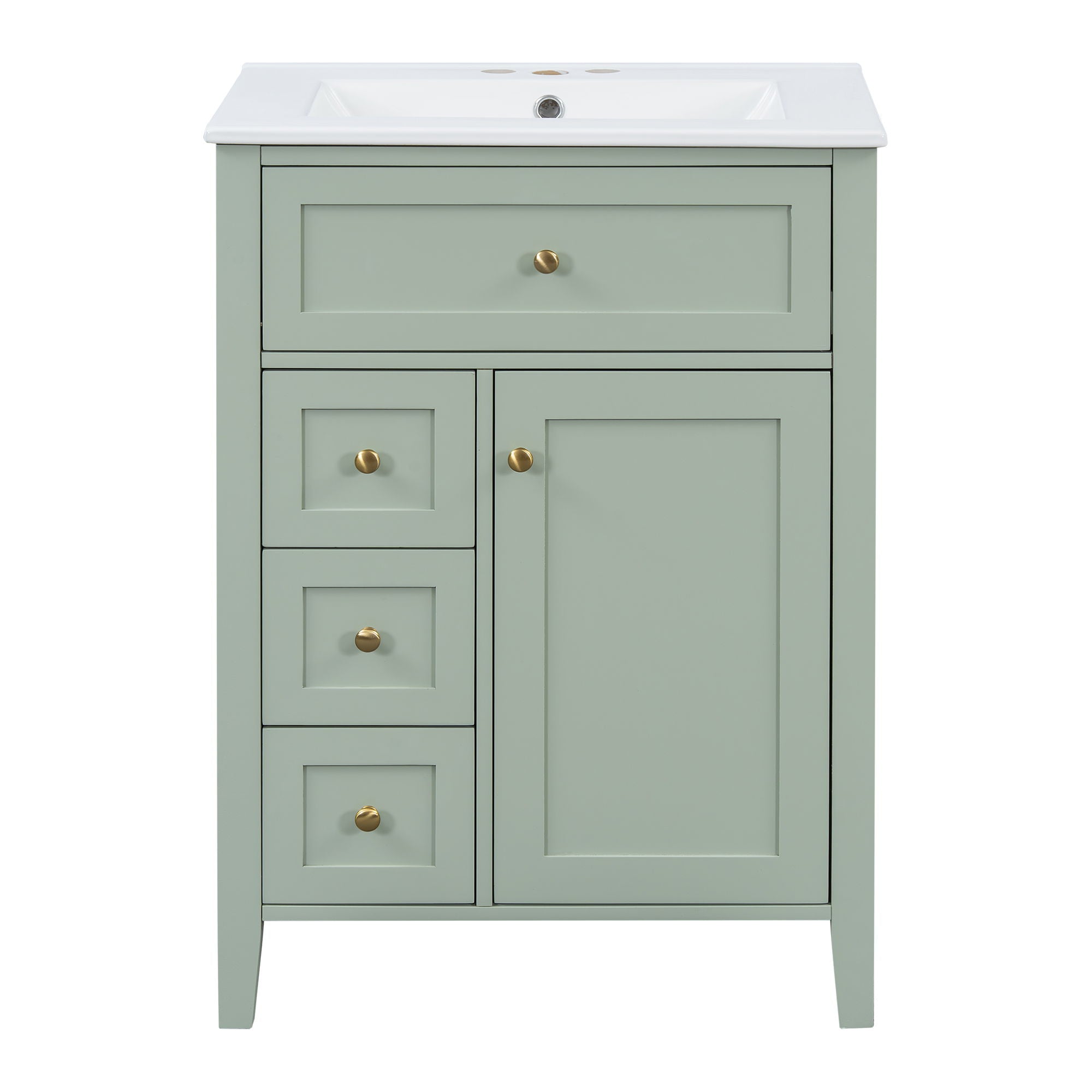 Bathroom Vanity With Sink, 3 Drawers & Cabinet With Adjustable Shelves