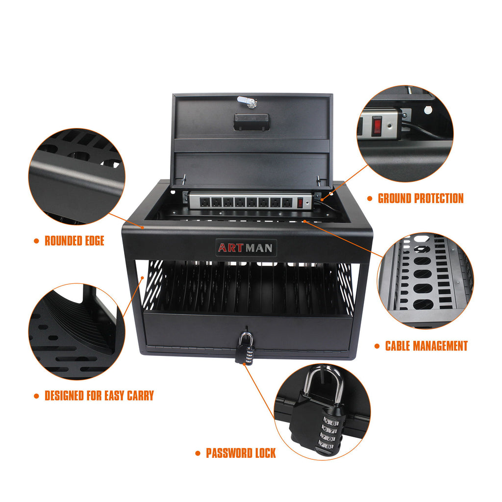 16 Bay Charging Cabinet For Laptop book, Locking Charging Station
