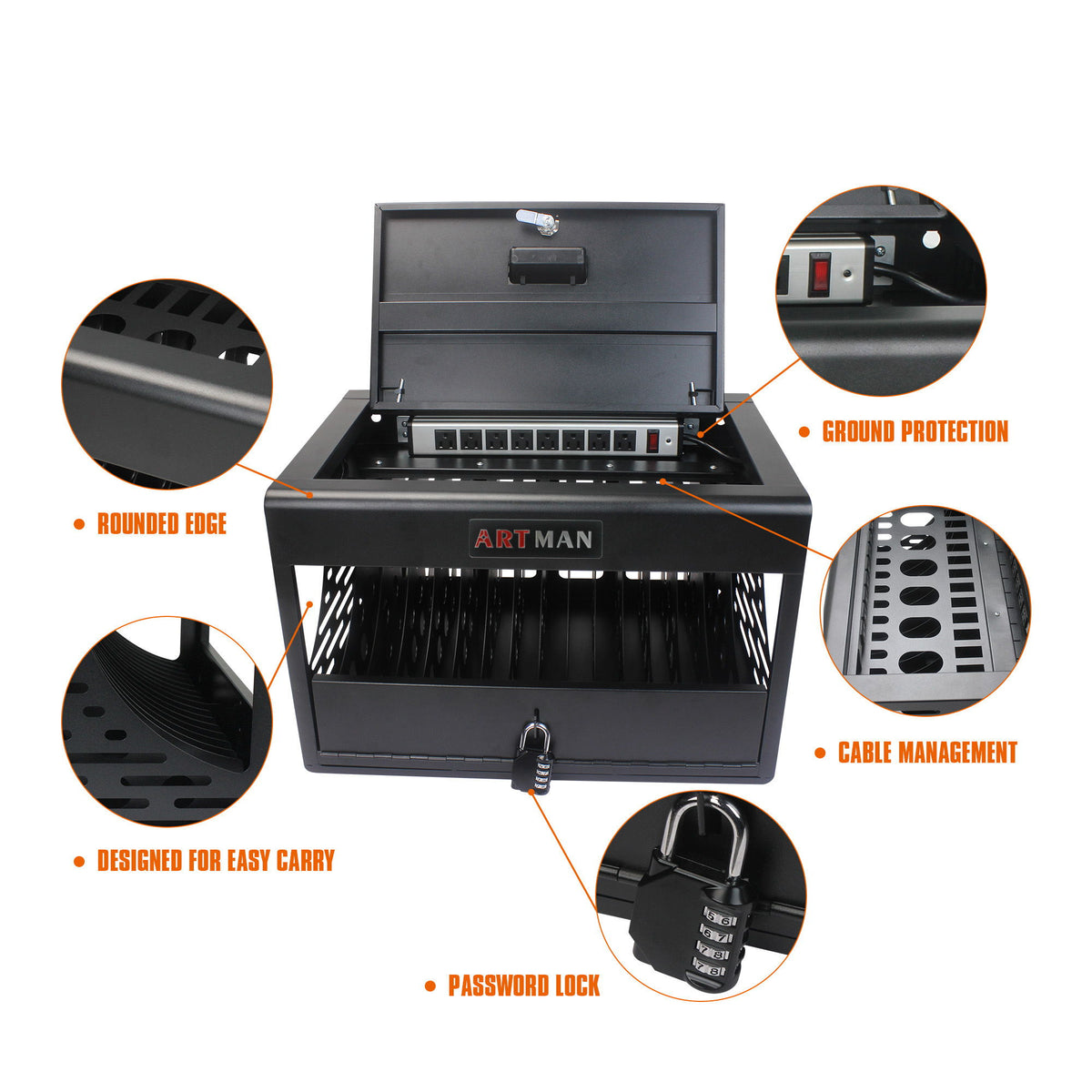 16 Bay Charging Cabinet For Laptop book, Locking Charging Station