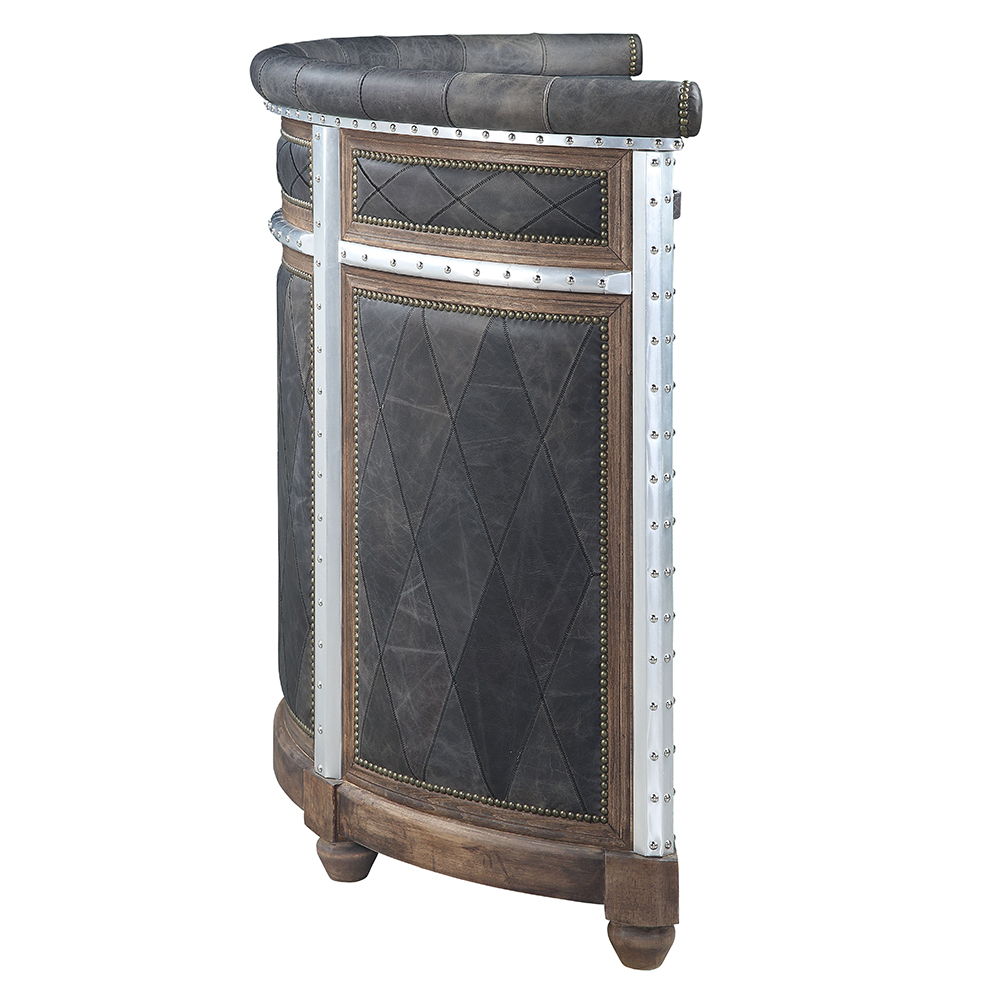 Rahma - Bar Table - Antique Ebony Top Grain Leather & Aluminum