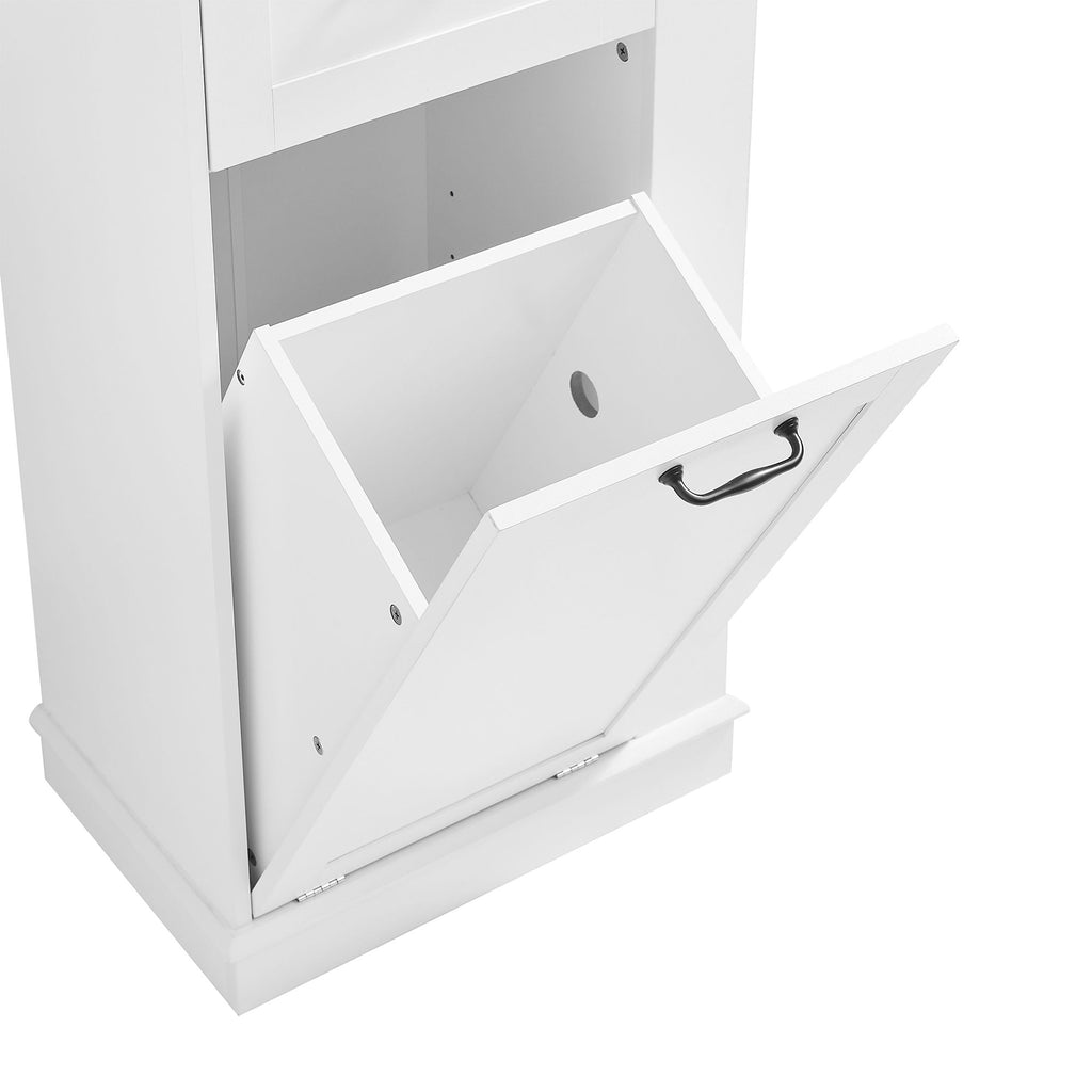 Modern Tall Storage Cabinet With Tilt-Out Compartment, Adjustable Shelves
