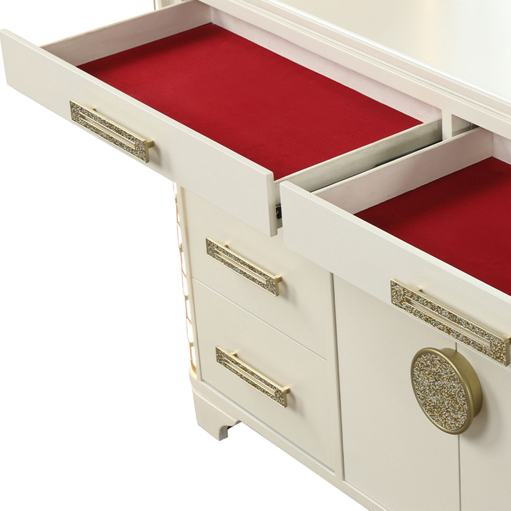 Jasmine - 8 Drawer Dresser With Side LED Lightning - Beige