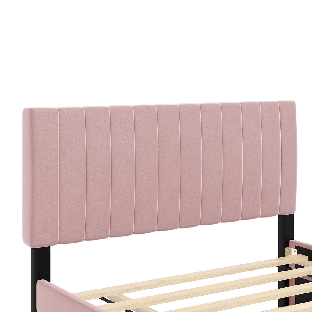 Elegant Upholstered Platform Bed With Twin Size Trundle