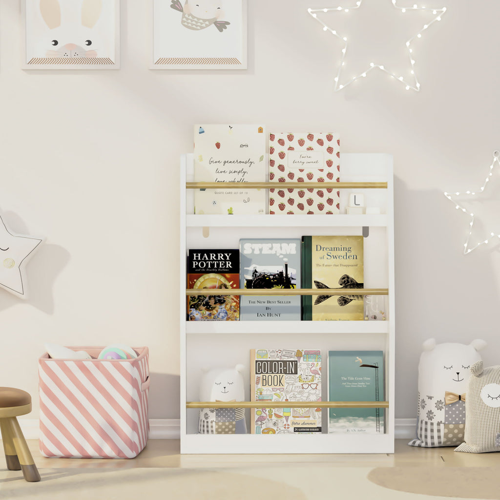 3 Tier Book Shelf, Compact Storage For Bedrooms