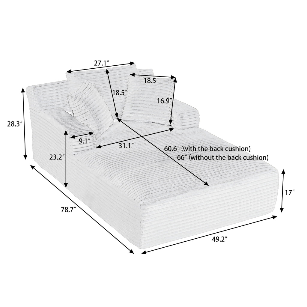 Oversized Chaise Lounge Chair Indoor For Living Room - Dark Gray