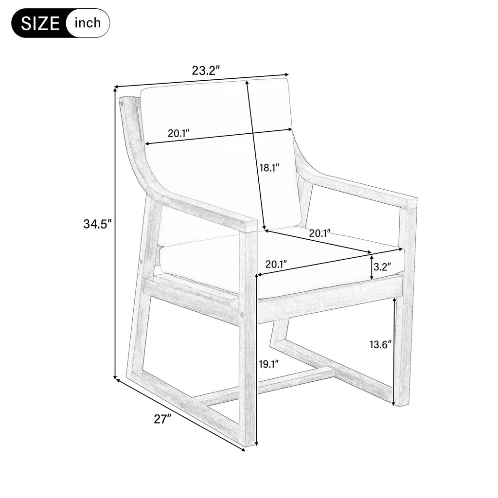 Outdoor Chair Set With Frame And Cushion For Patio - Brown