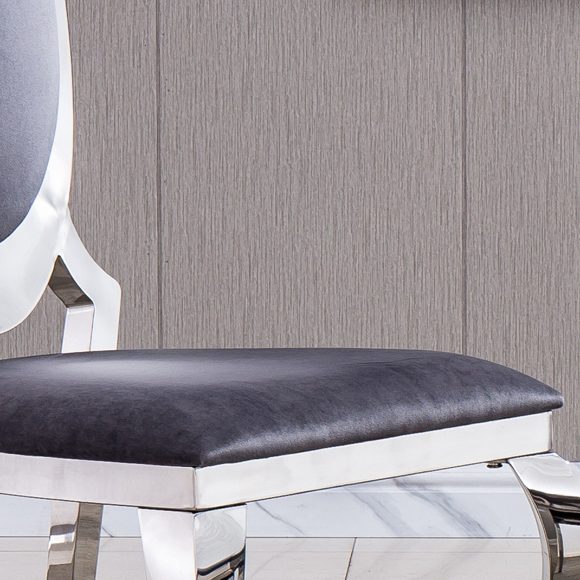 Dining Chair With Oval Backrest, Stainless Steel Legs (Set of 2)