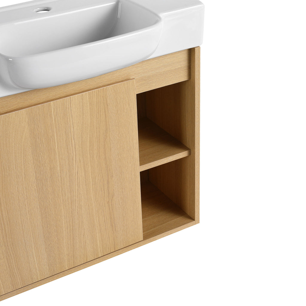 Wall Mounted Bathroom Vanity With Sink & Soft Close Door