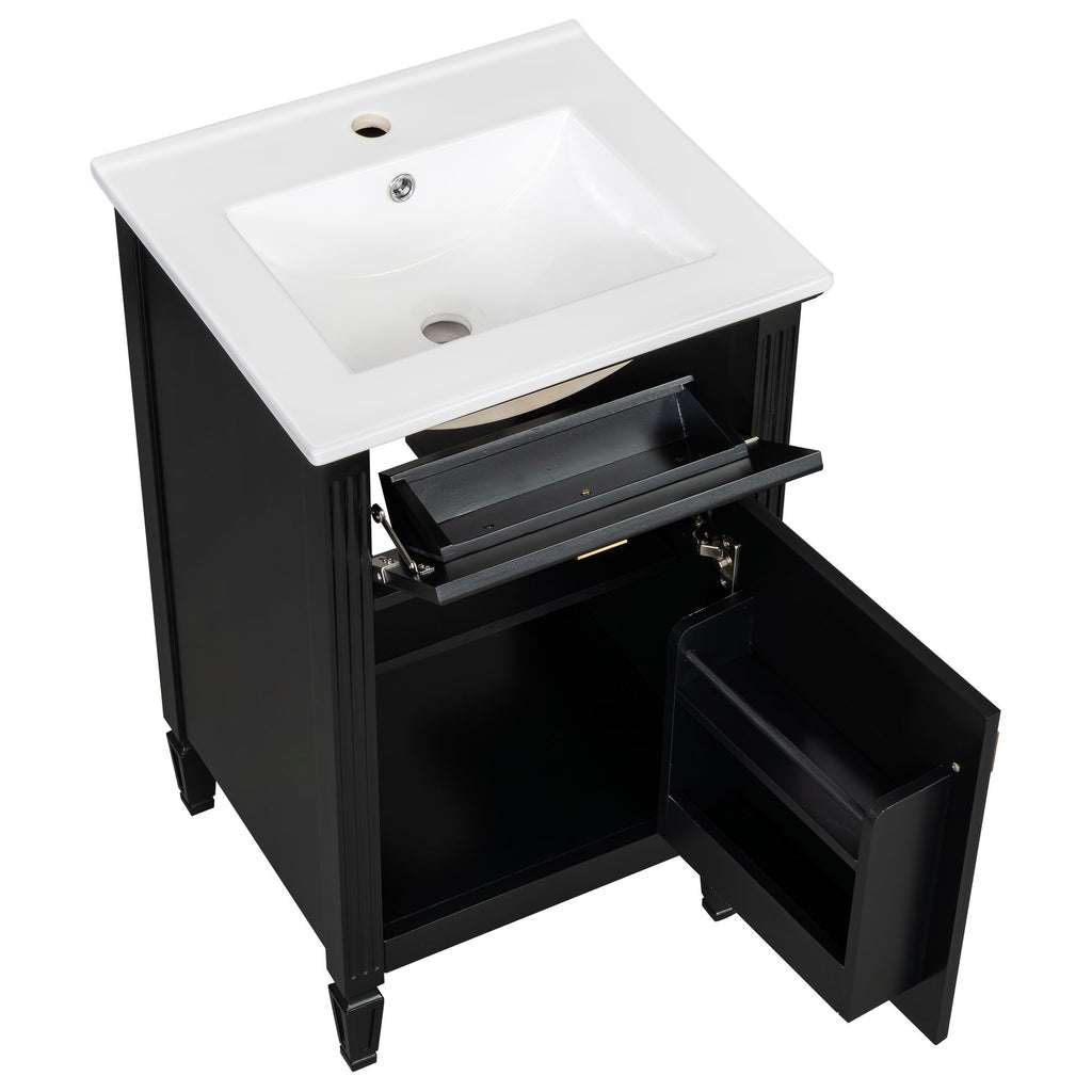 Bathroom Vanity With Sink, Adjustable Shelf, Tilt-Out Drawer