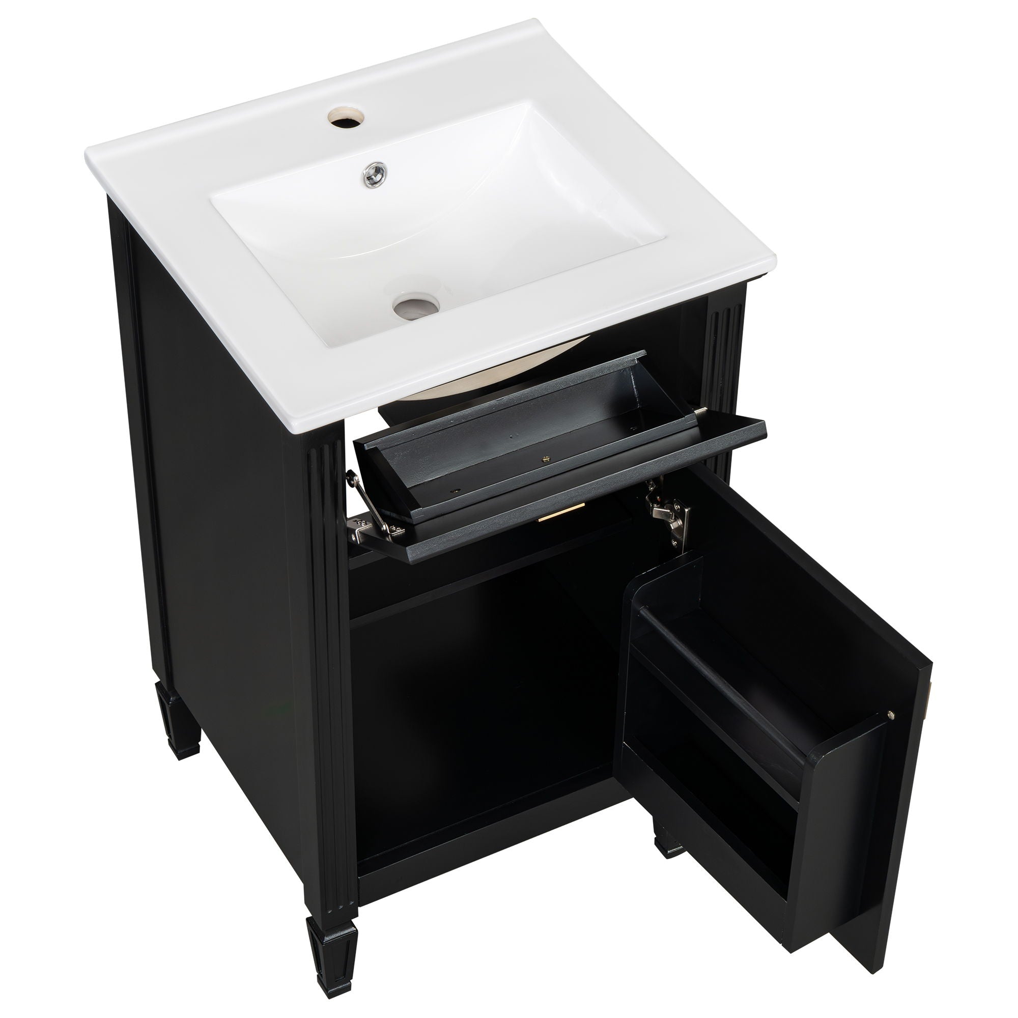 Bathroom Vanity With Sink, Adjustable Shelf, Tilt-Out Drawer