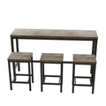 Modern Design Kitchen Dining Table Set With 3 Stools - Brown Gray