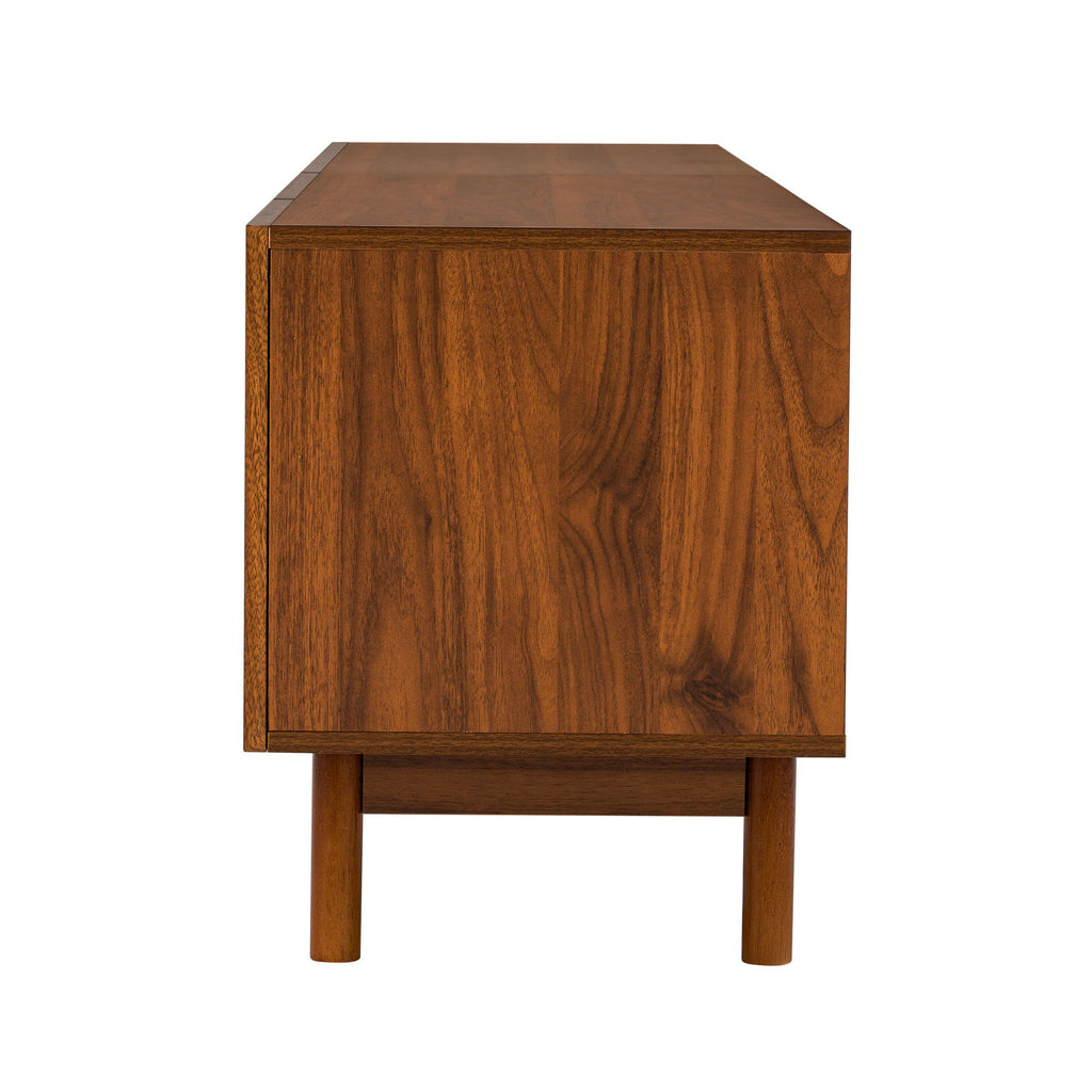 TV Stand With Legs, Media Console, 4 Cabinets For Living Room - Natural Wood