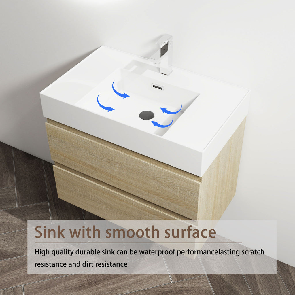 Wall Mounted Bathroom Vanity And Sink, 2 Soft Close Drawers