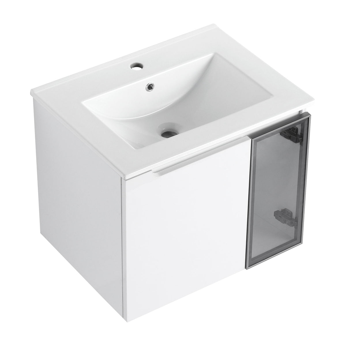 Wall Mounted Bathroom Vanity With Sink, 2 Soft Close Doors, Cabinet & Half Door