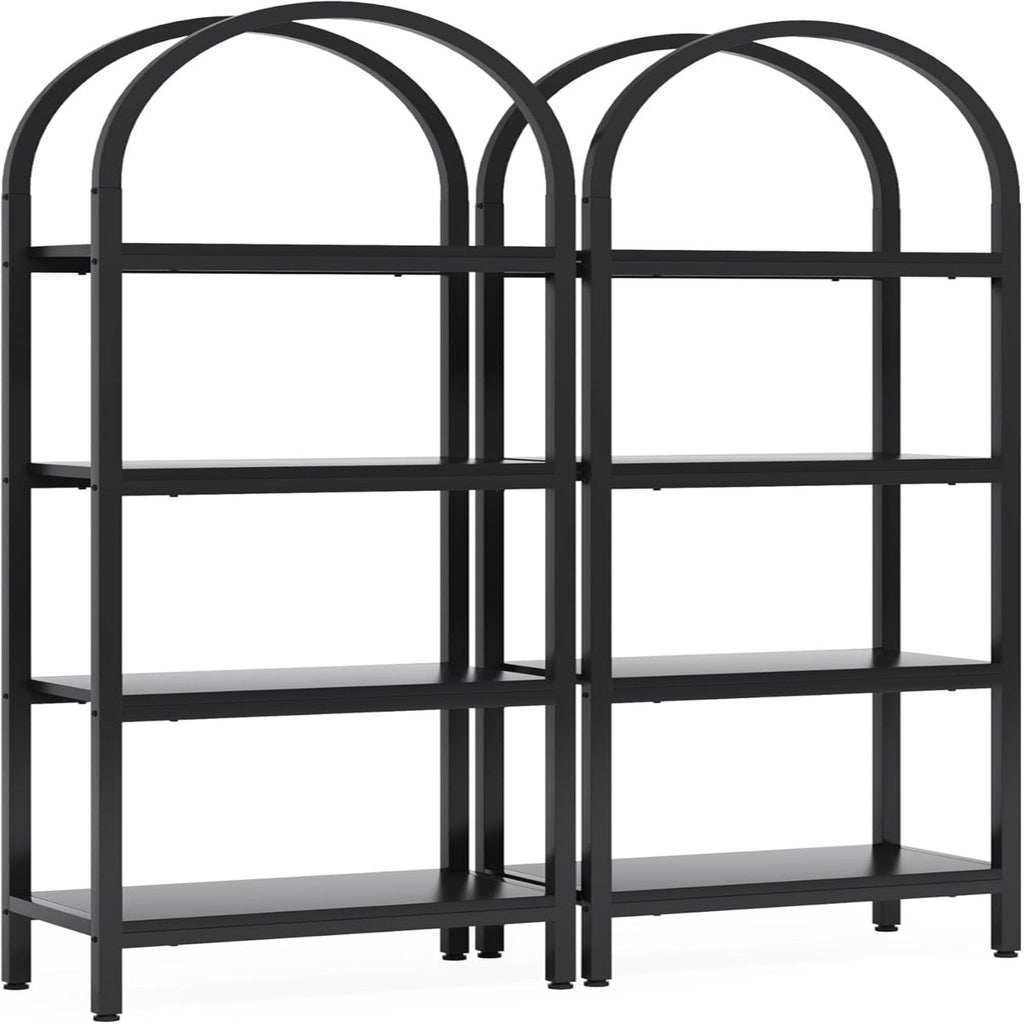 Industrial 4 Tier Open Bookshelf With Curved Top