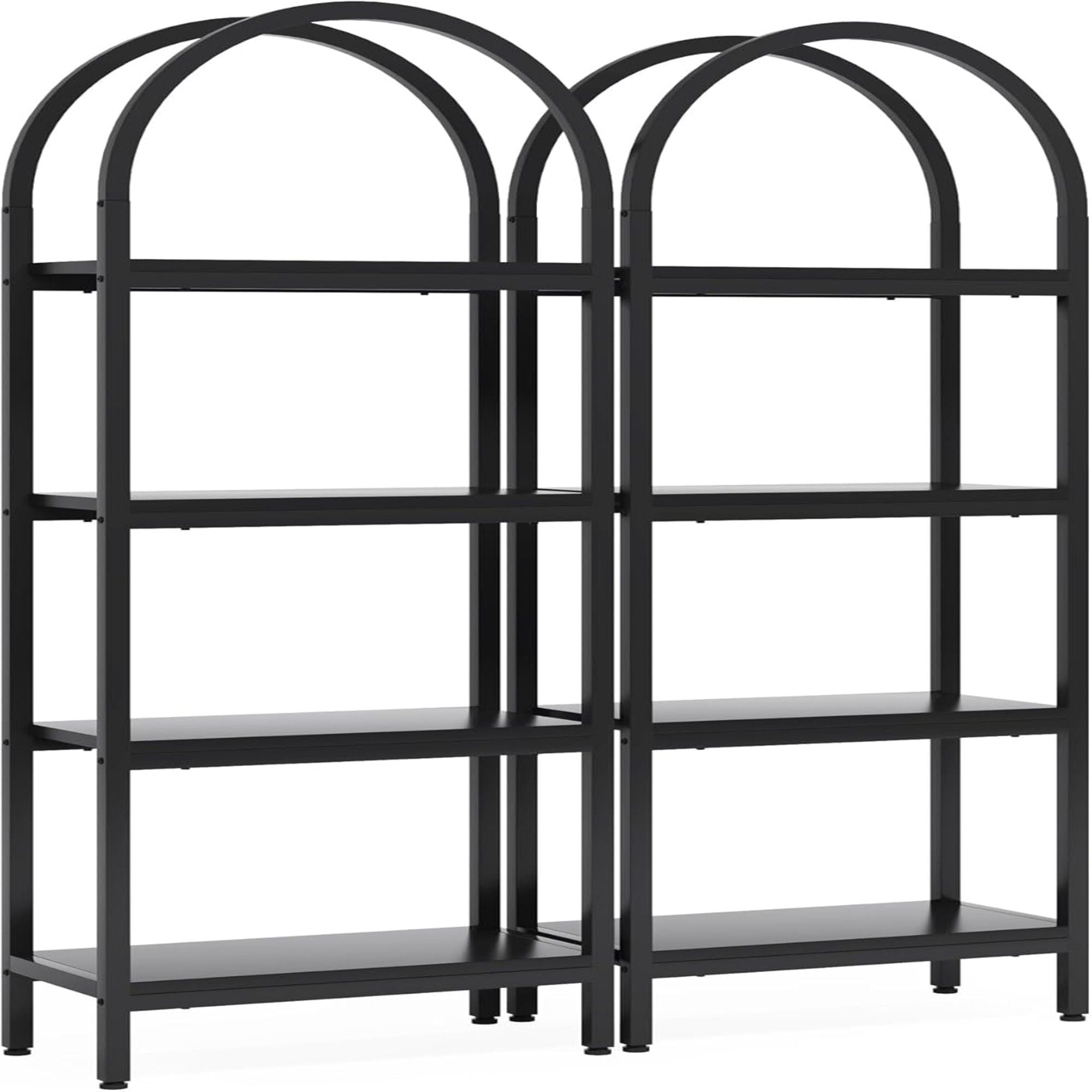 Industrial 4 Tier Open Bookshelf With Curved Top