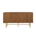 Modern Scandinavian 4 Door Sideboard Storage Cabinet With Adjustable Shelves - Brown / Gold