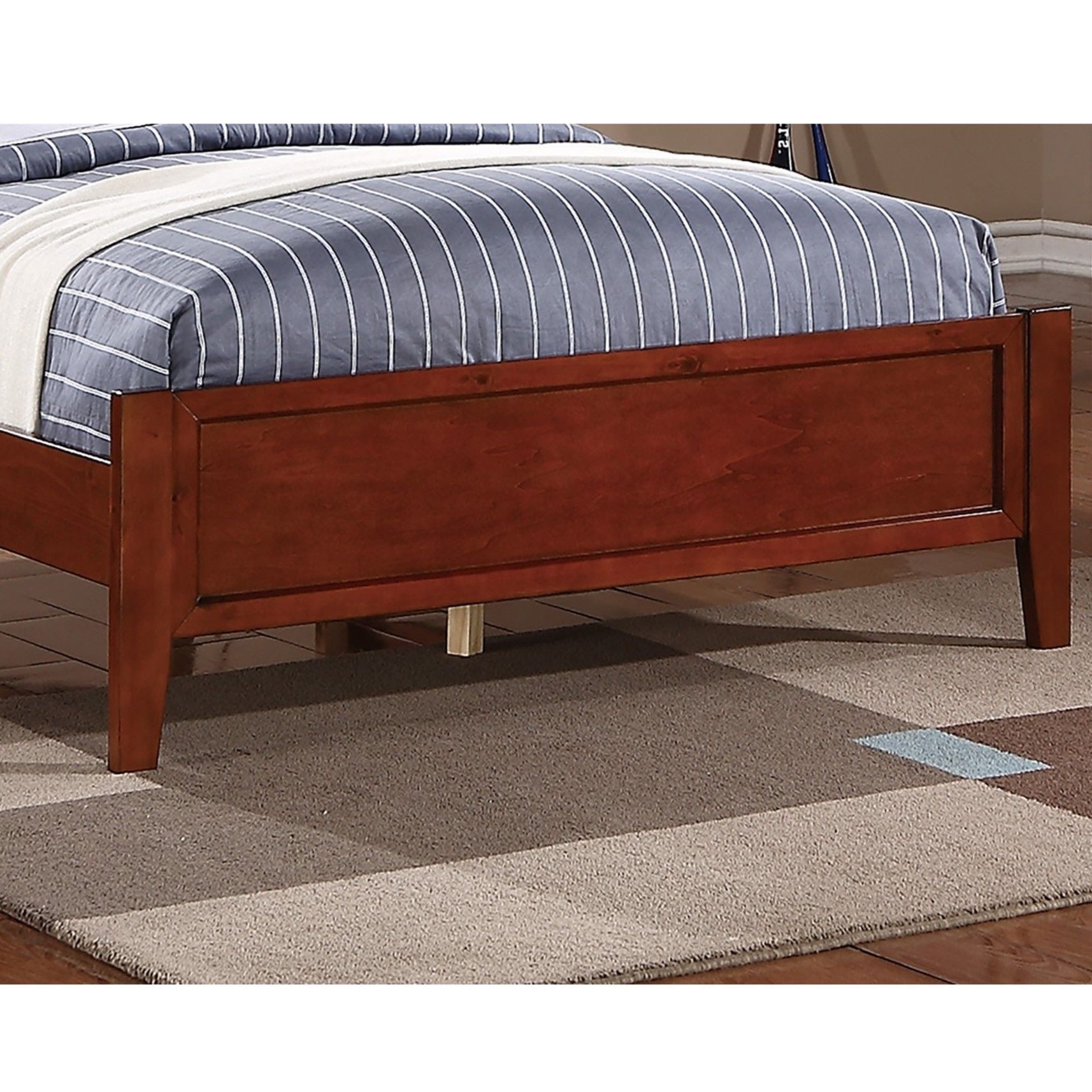 Simple Frame With Headboard And Vertical Carved Design