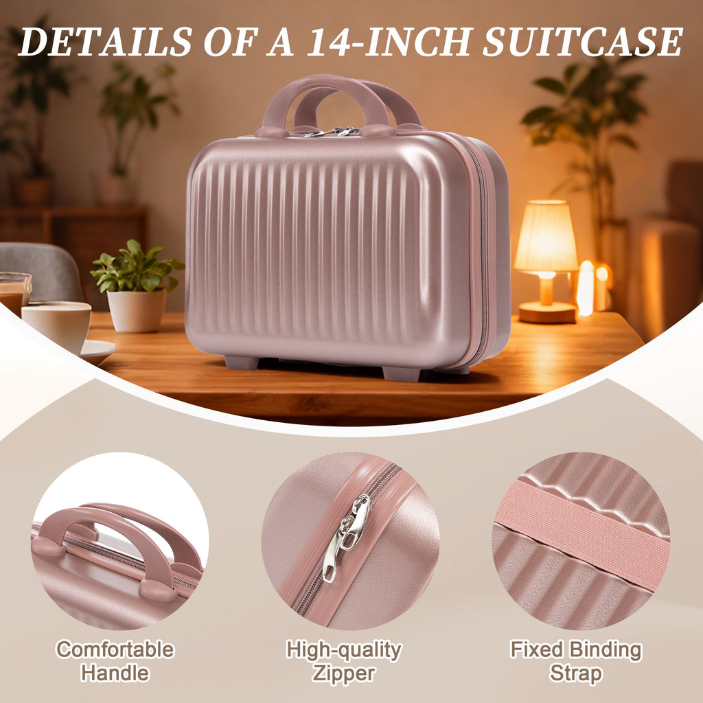 Luggage Set With Cosmetic Case, Combination Lock, Front Opening Design