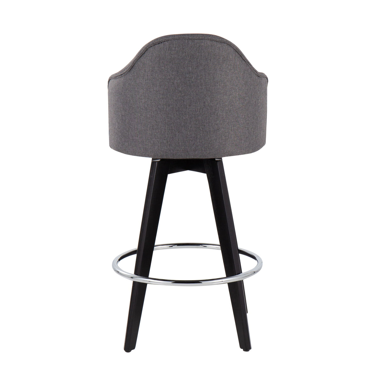 Ahoy - Contemporary Fixed Height Counter Stool Round Chrome Footrest (Set of 2) - Gray - Fabric