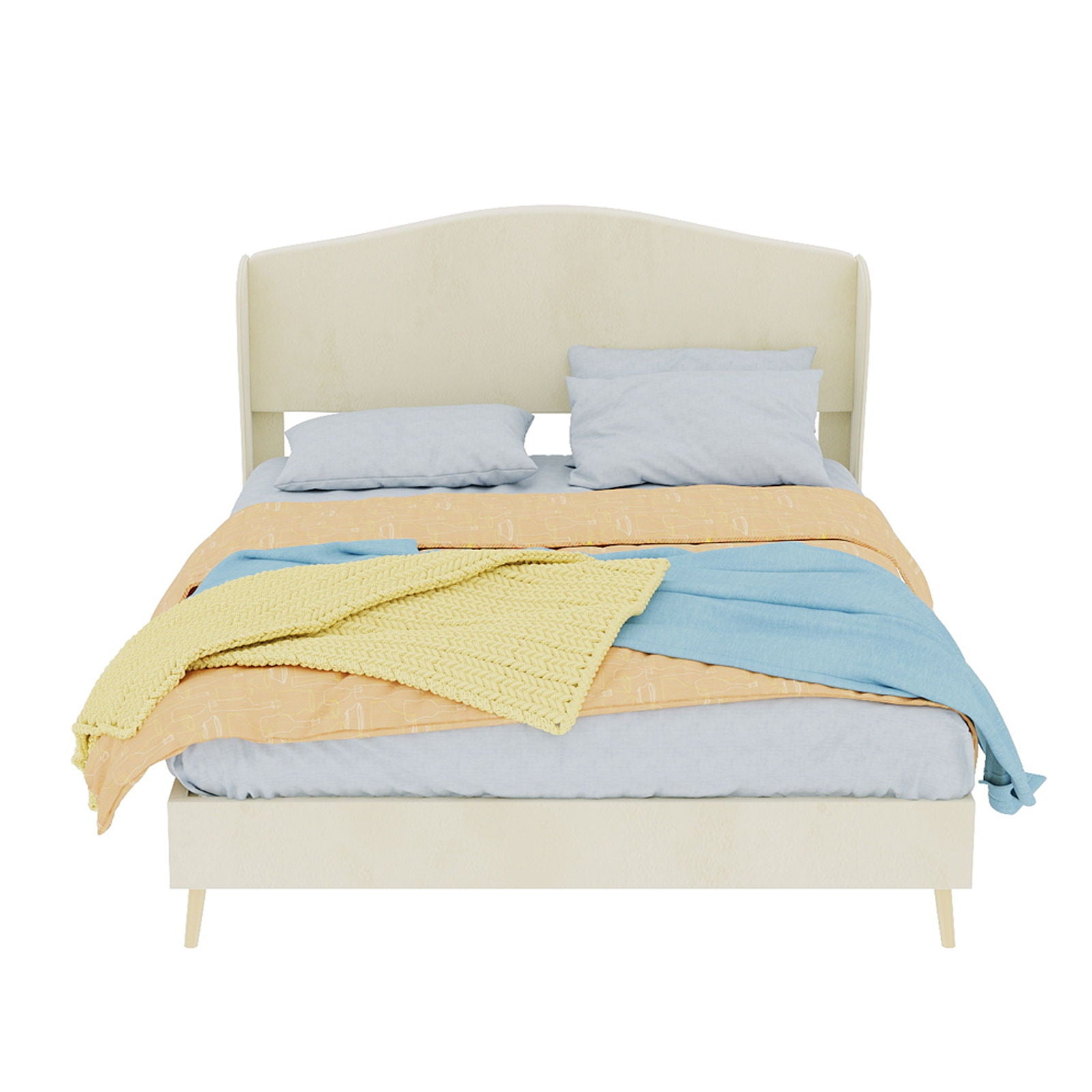 Upholstered Bed, Tufted Headboard, Comfortable Sleep