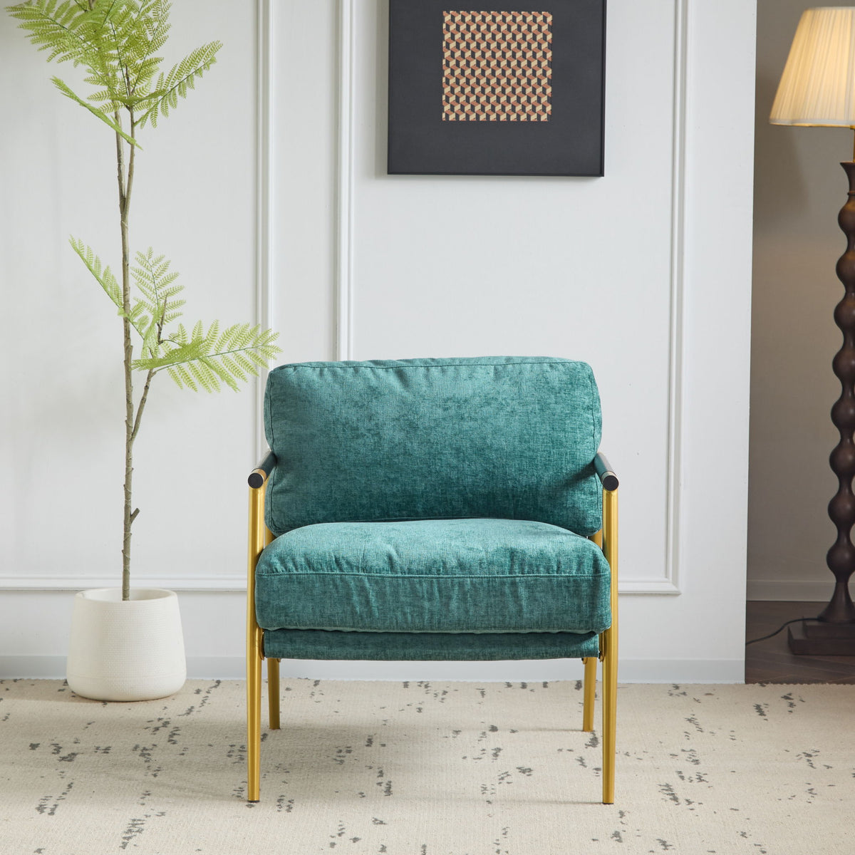 Modern Accent Chair With Cushions, Cozy Seating