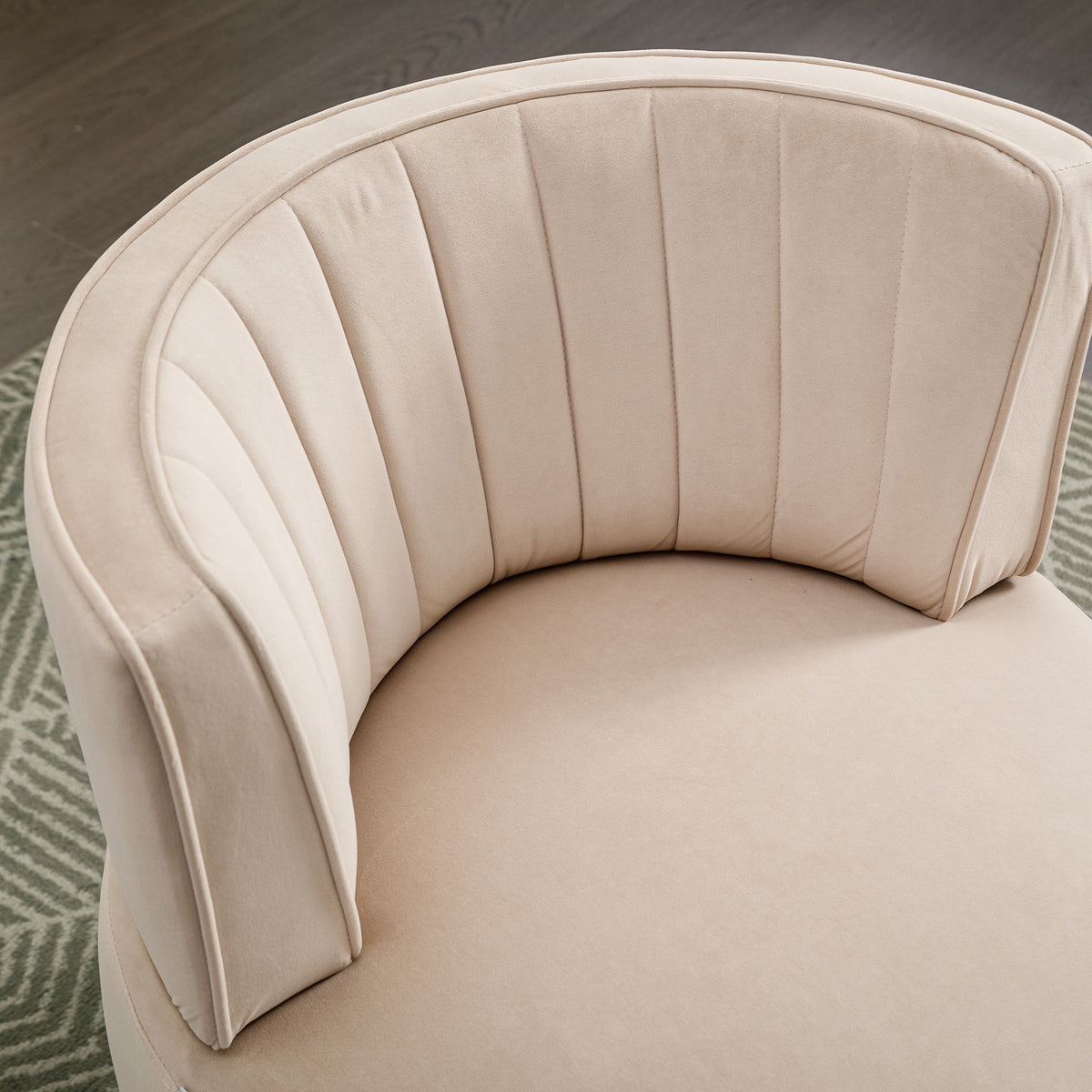 Swivel Barrel Accent Sofa Chair, 360 Degree Rotation, Fluffy Fabric - Beige