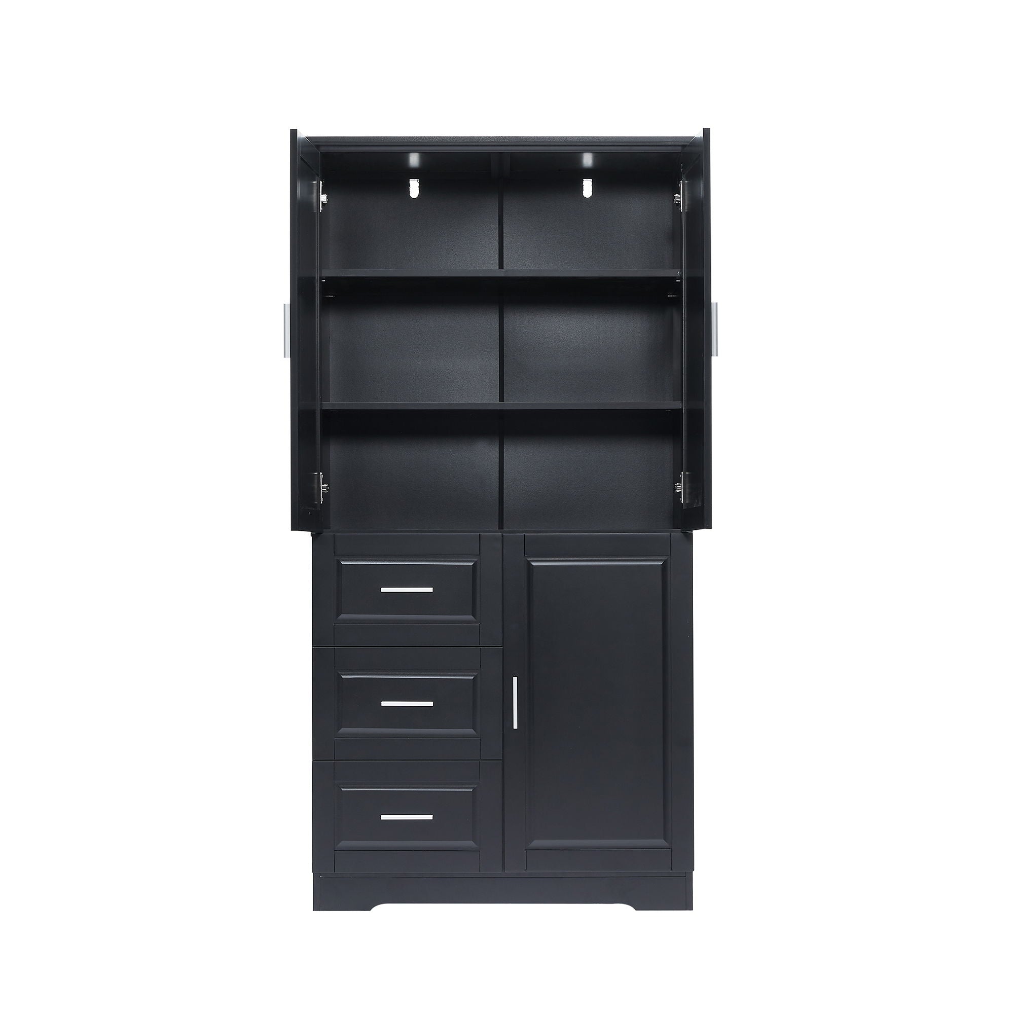Tall And Wide Storage Cabinet With Doors, 3 Drawers