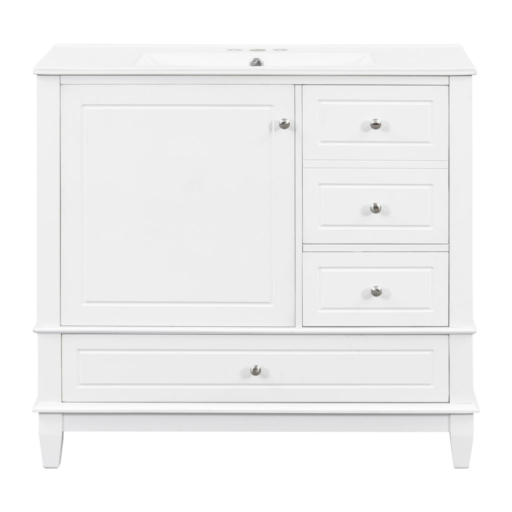 Modern Bathroom Vanity With Sink, 3 Drawers & Cabinet