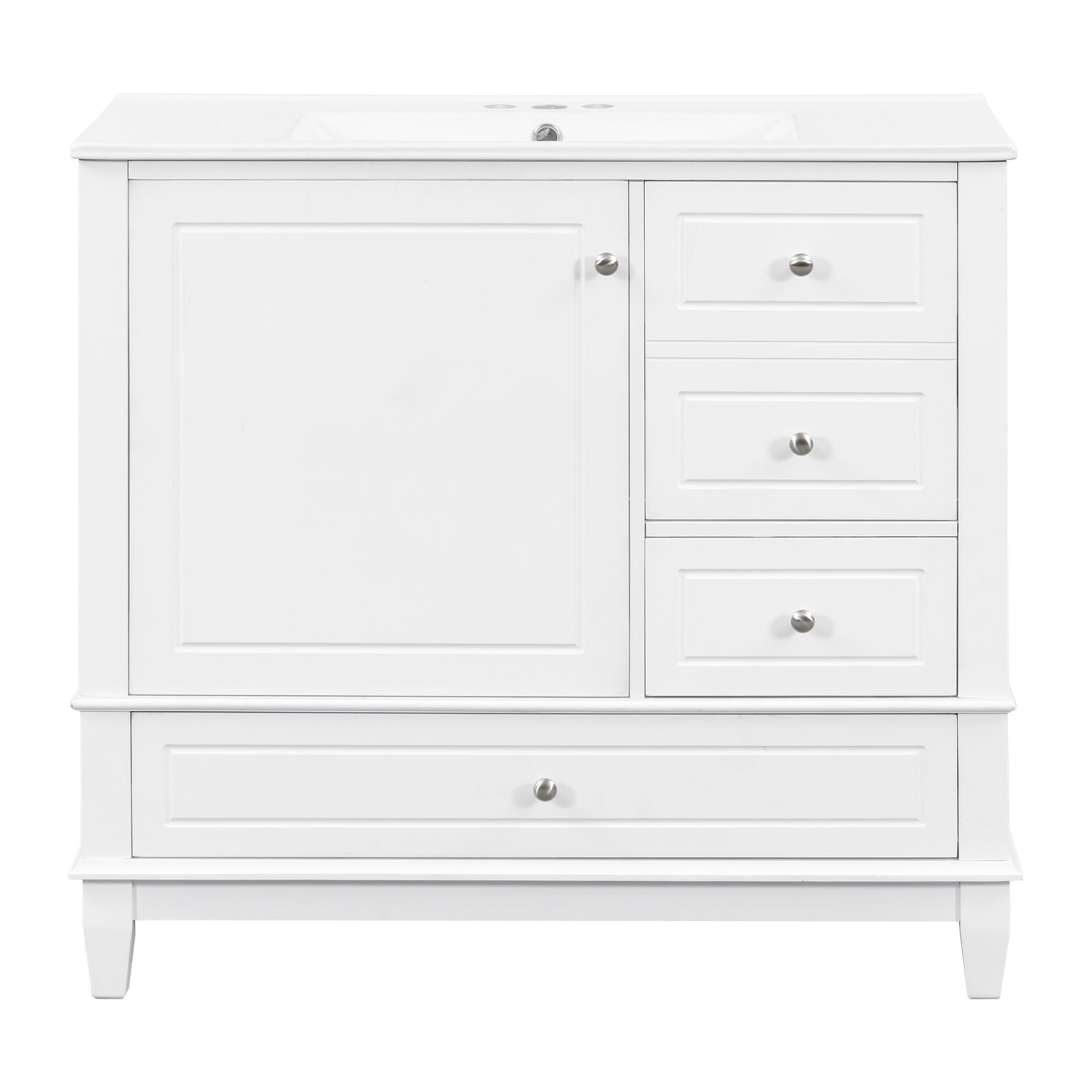Modern Bathroom Vanity With Sink, 3 Drawers & Cabinet