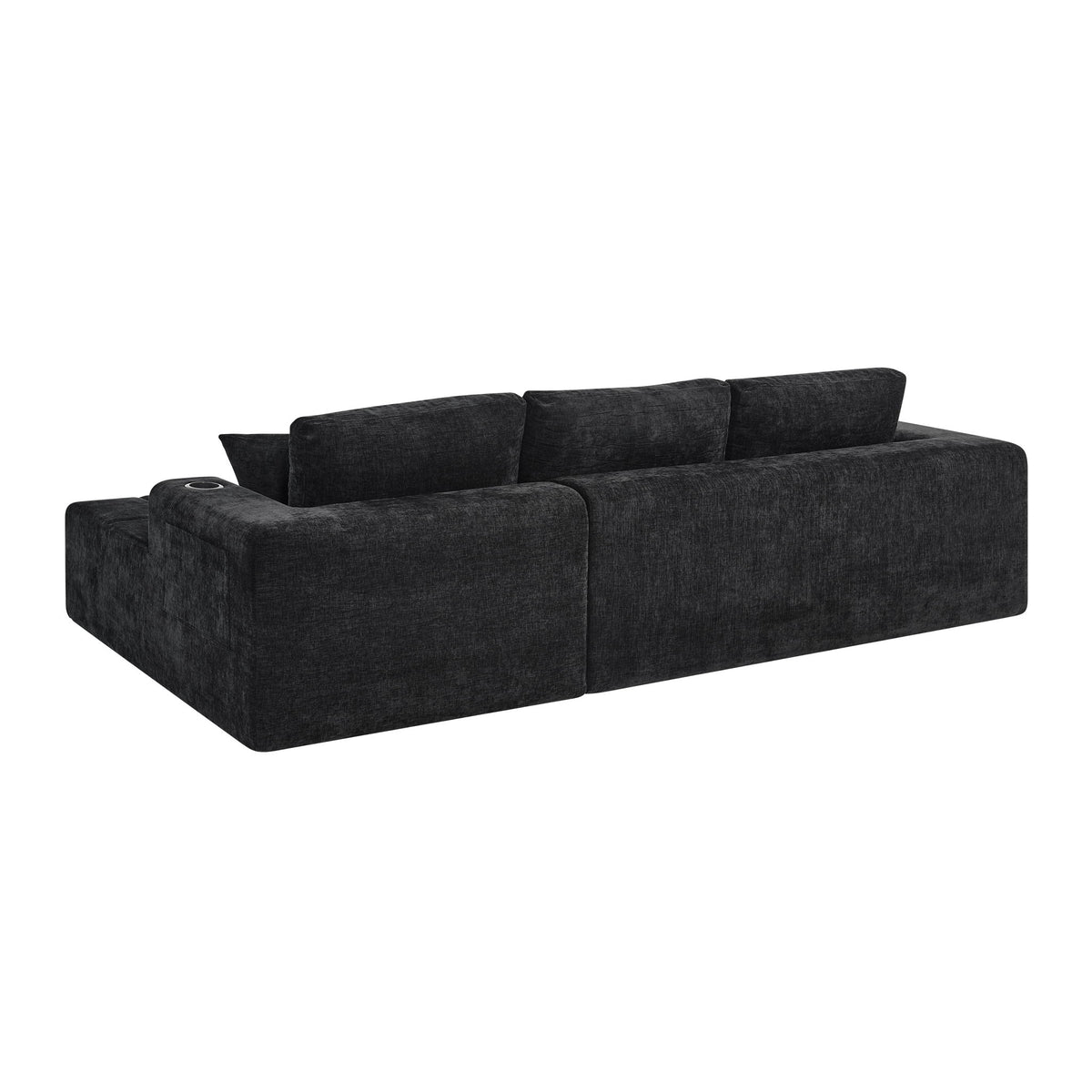 L - Shaped Sectional Sofa With Cup Holders & Side Pockets