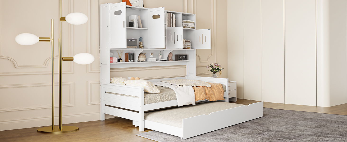 Daybed & All-In-One Cabinet And Shelf
