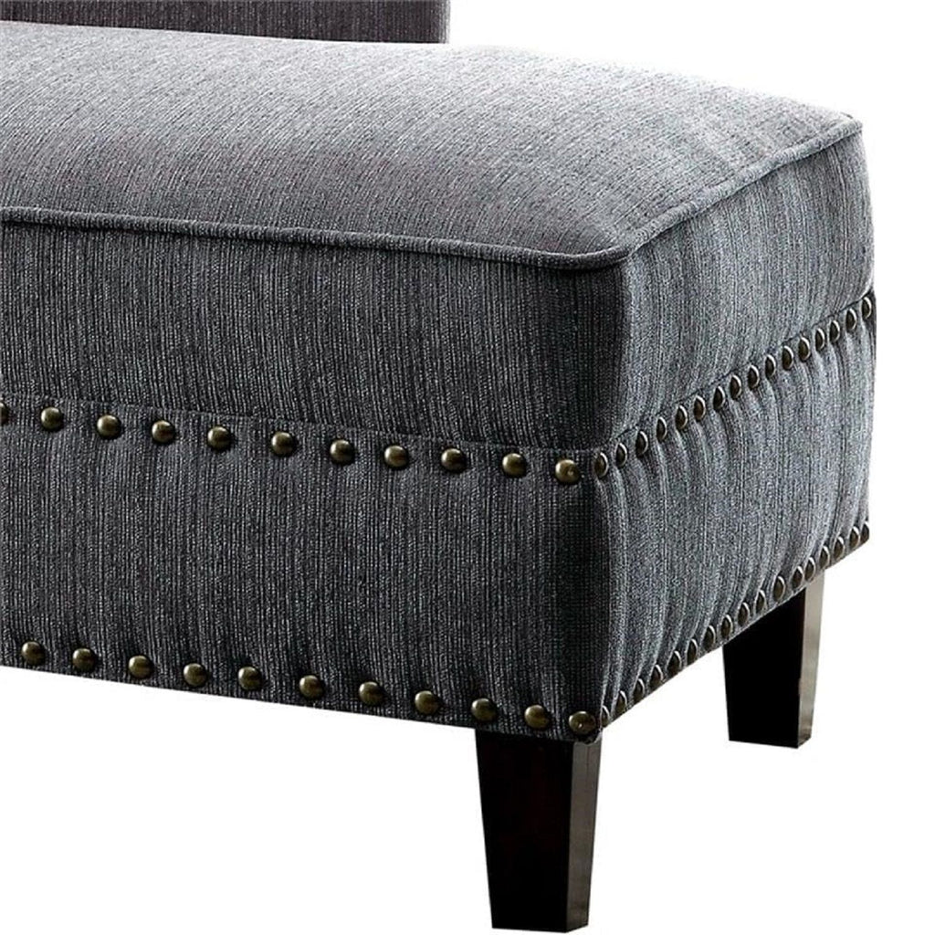 Chaise With Nailhead Trim And Plush Pillow