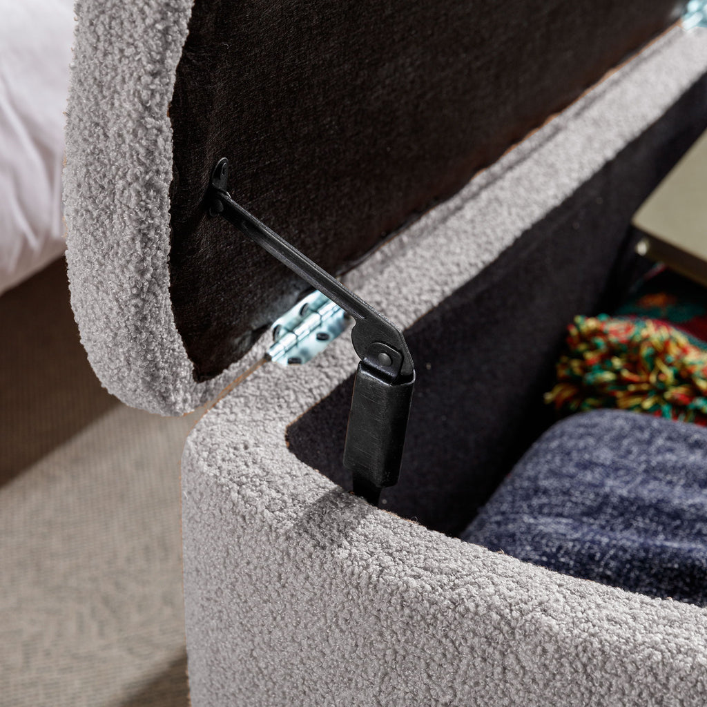Storage Ottoman Bench For End Of Bed Legs, Modern Camel Faux Fur Entryway Bench Upholstered Padded With Storage For Living Room Bedroom